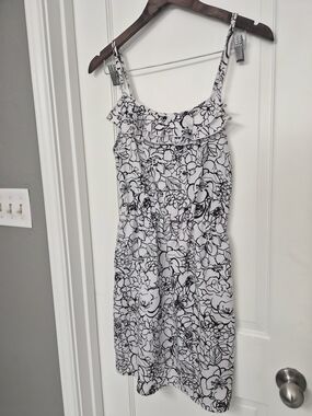 Black & White Floral Ruffled Sundress
